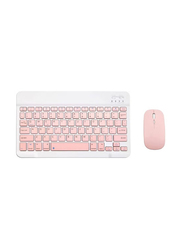 Gennext Rechargeable Bluetooth Ultra-Slim Portable Compact Wireless English Mouse Keyboard Combo Set for Android Windows Tablet Cell Phone iPhone iPad Pro Air Mini, Pink
