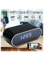 Gennext 1080P Wi-Fi Wireless Table Clock Surveillance Security Camera, Black