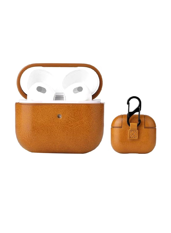 

Gennext Leather Smooth Texture Protective Case Cover with Buckle For Apple AirPods 3, Brown