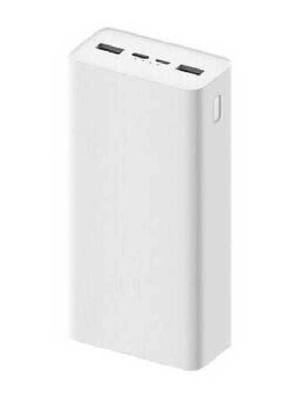 30000mAh Fast Charging Power Bank V3 with USB-C and Micro-USB Input, 18W, White