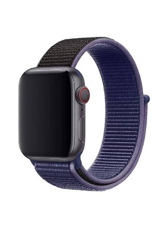 Gennext Nylon Sport Soft Replacement Band Strap for Apple iWatch Series 8/Ultra/7/6/SE/5/4/3/2/1, Midnight Blue Black