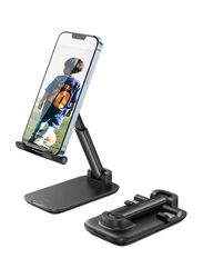 Gennext Height Adjustable Aluminum Foldable Phone Holder for Apple iPhone Stand for Apple iPhone 15 Pro/Pro Max, Samsung Galaxy, iPad, Black
