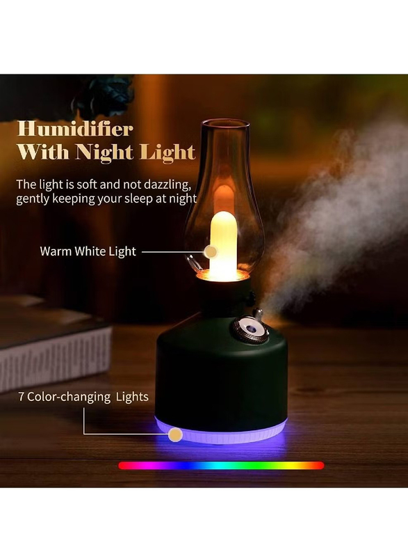 Vintage Portable Humidifier with Night Lamp, Black