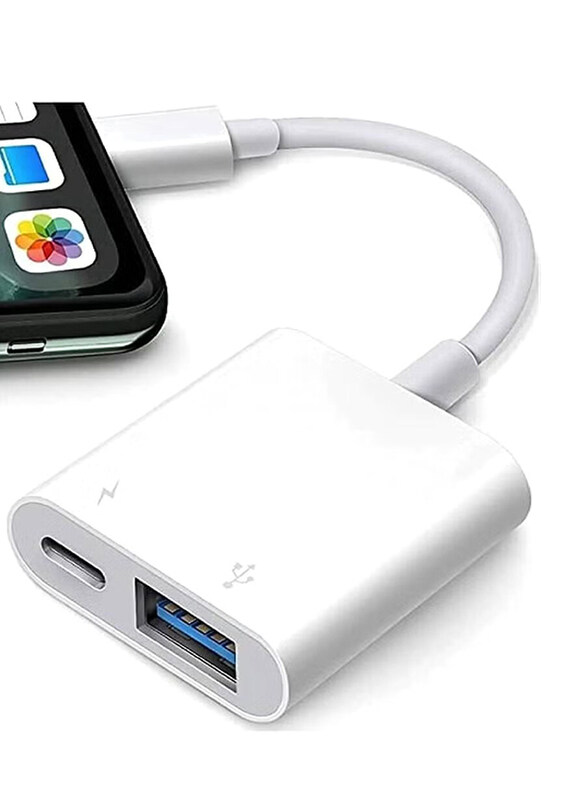 

Gennext Lightning to USB Camera Adapter, Lightning to USB Female OTG Adapter with Charging Port for iPhone/iPad/Card Reader/USB Flash Drive/Keyboard/M