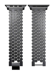 Gennext Stainless Steel Metal Replacement Band Honeycomb Design for Apple Watch 42/44/45/49mm, Black