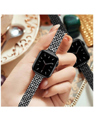 Gennext Women Slim Jewellery Bling Diamond Rhinestone Bracelet Band for Apple Watch Series SE/7/6/5/4/3/2/1 45/44/42mm/Ultra 49mm, Black