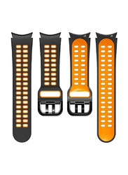 Gennext Two Colour Silicone Replacement Band for Samsung Galaxy Watch 6 Classic 47/43mm/5 Pro 45mm/4 Classic 46/42mm, Black/Orange