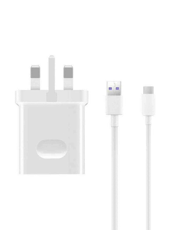 Gennext 40W Supercharge Adapter with USB Type-C Cable for Smartphones, White