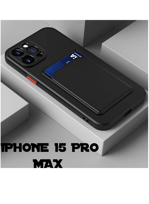 Apple iPhone 15 Pro Max Protective Shockproof Card Slot Camera Protection Mobile Phone Case Cover, Black