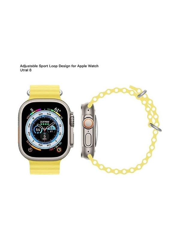 Gennext Replacement Silicone Hole Wavy Strap for Apple Watch Ultra/Watch Ultra 2 49mm, Yellow