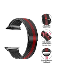 Gennext Magnetic Stainless Steel Loop Band for Apple Watch 45mm, Black/Red