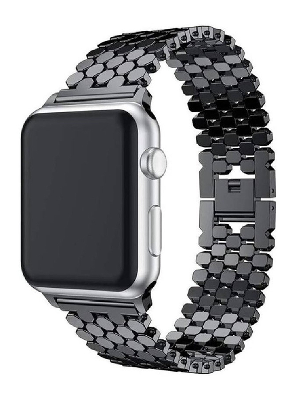 Gennext Stainless Steel Metal Replacement Band Honeycomb Design for Apple Watch 42/44/45/49mm, Black