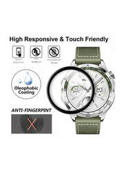 Zoomee Protective HD Clarity Anti-Scratch Bubble-Free and Dust-Free Premium Tempered Glass Screen Protector for Huawei Watch GT 4 46mm, Clear/Black