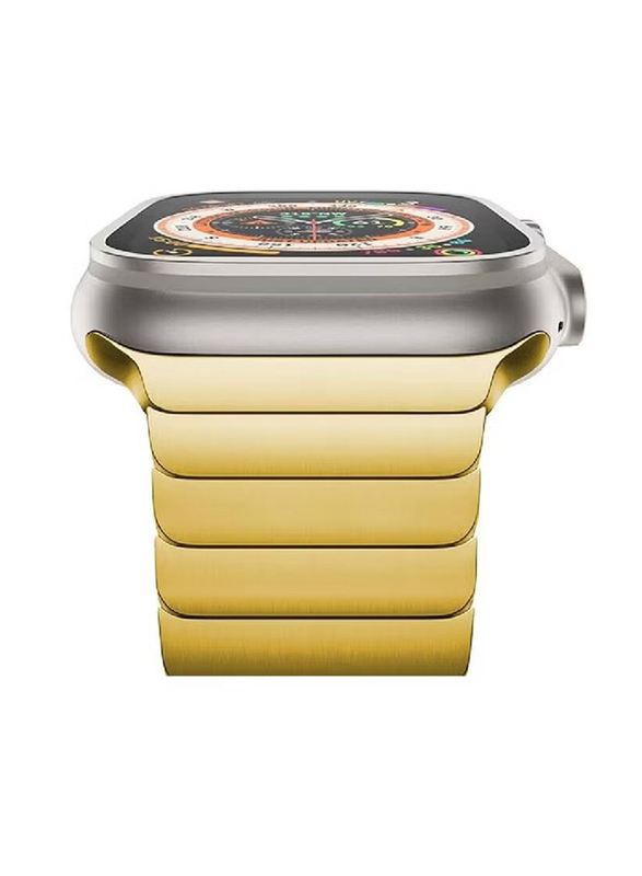 Gennext Stainless Steel Replacement Band with Folding Clasp for Apple Watch 42/44/45/49mm, Gold