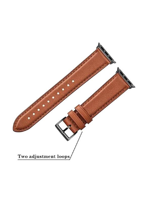 Gennext Replacement Genuine Leather Strap for Apple Watch Ultra 49mm & Series 8/7/6/5/4/3/2/1/SE 42mm/44mm/45mm, Brown