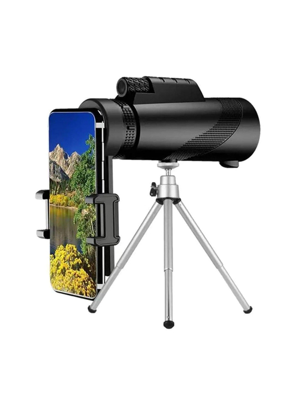 Universal Indoor/Outdoor 40 x 60 HD Zoom Optic Lens Day Night Vision Monocular and Tourism Telescope Binoculars Scope for Smartphones, Black