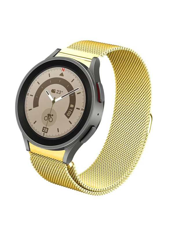 Gennext Adjustable Stainless Steel Milanese Mesh Replacement Watch Strap Samsung Galaxy Watch 4/4 Classic/5/5 Pro/6/6 Classic, Gold