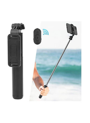 Gennext Q01 Extendable Selfie Stick Tripod Bluetooth Remote and Fill Light Phone Recording, Black