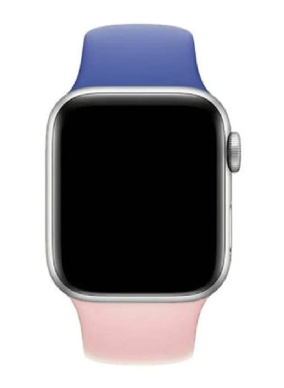 Gennext Dual Colour Soft Silicone Watch Strap for Apple Watch 42mm/44mm/45mm & iWatch Series 7/6/SE/5/4/3/2/1, Blue/Pink