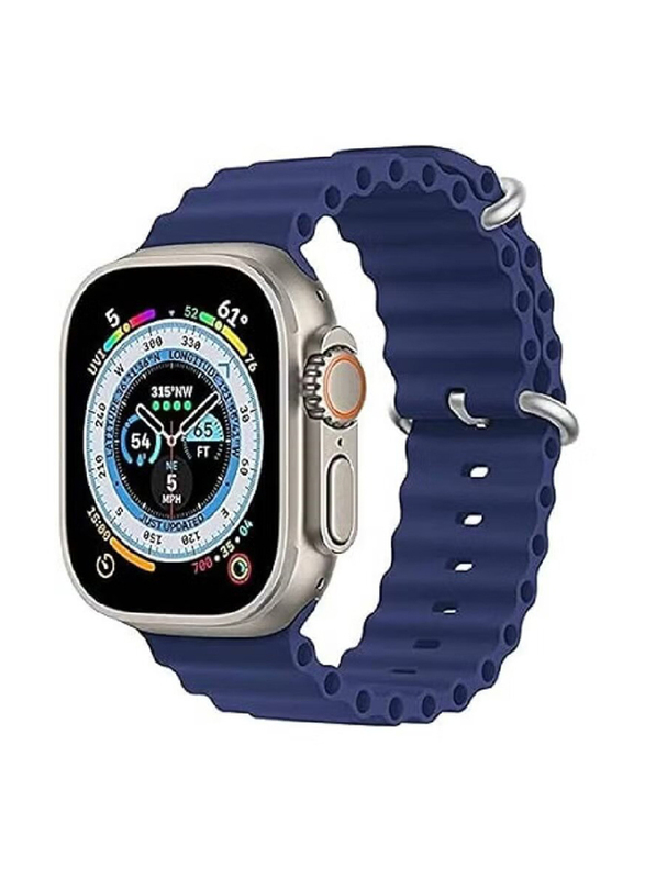 Gennext Silicone Hole Wavy Replacement Strap for Apple Watch Ultra/Watch Ultra 2 49mm, Blue