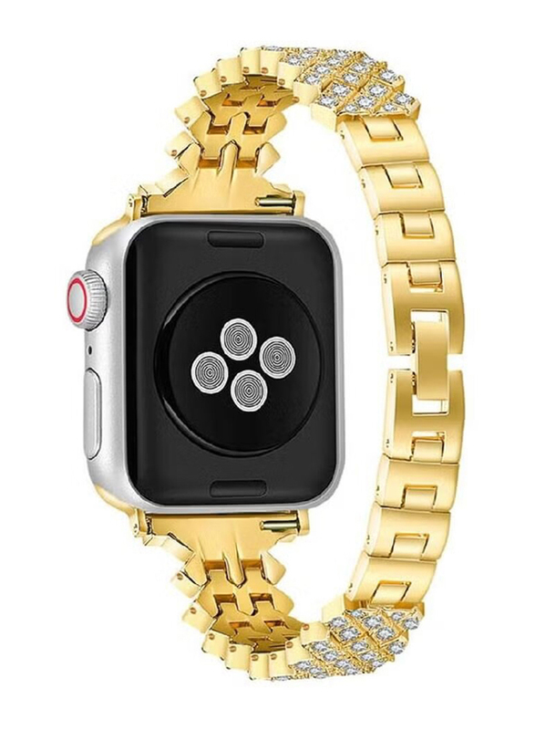 Gennext Bling Diamond Stainless Steel Watch Strap for Apple Ultra Watch 49mm, Gold