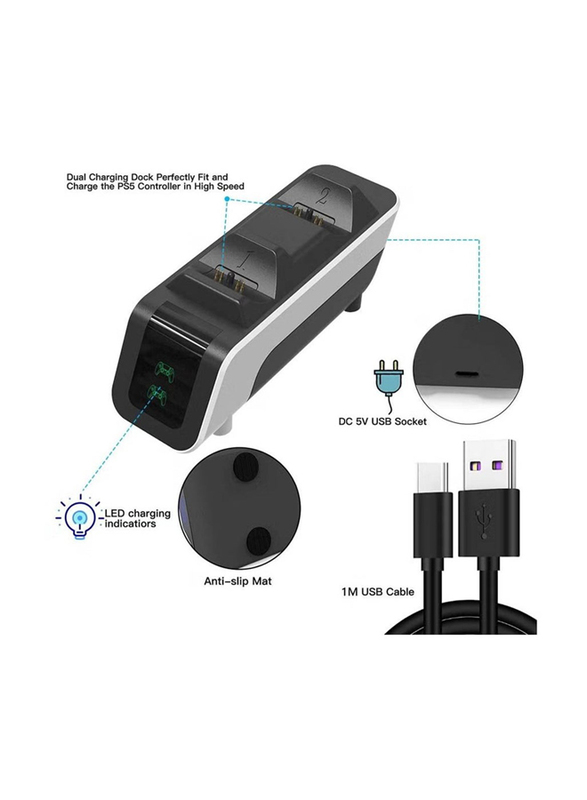 Gennext iPlay Charging Base for PlayStation 5 Controller, White/Black