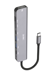 Go-Des USB-C Hub Adapter 7 In 1 Multifunction Extender Dock Station, GD-6831, Silver