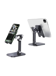 Double Folding Free Rotation Support Mobile Phone Holder for Smartphones, Black