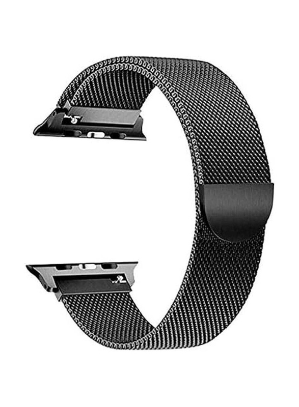 Gennext Stainless Steel Milanese Loop Band for Apple Watch 42mm/44mm/45mm/49mm, Black