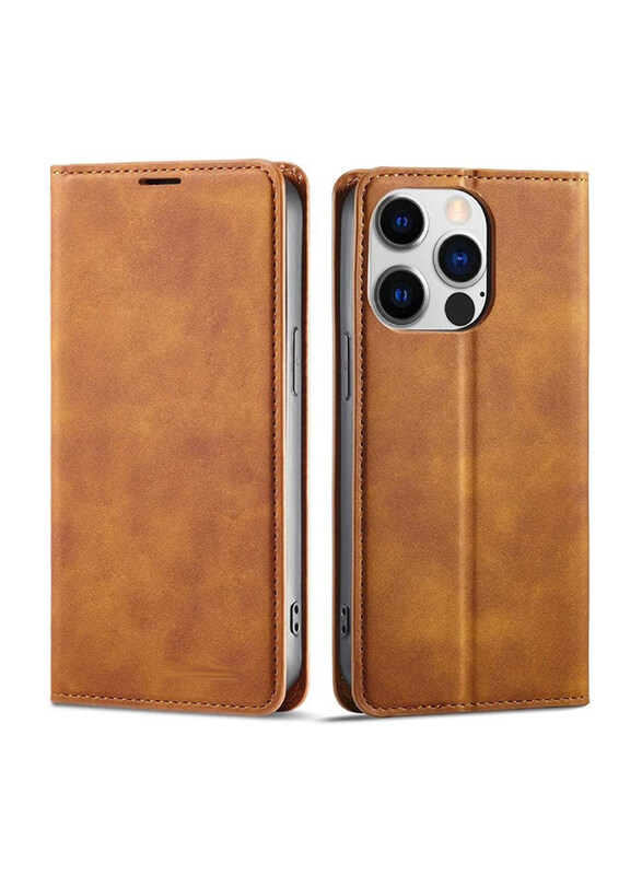 

Generic Apple iPhone 15 Pro Max 6.7 Inch Protective Leather Kickstand Wallet Mobile Phone Flip Case Cover With Card Holder, Brown