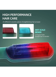 Gennext Professional Electric Hair Straightener Brush Heated Comb & Curly Styling Tools, Green