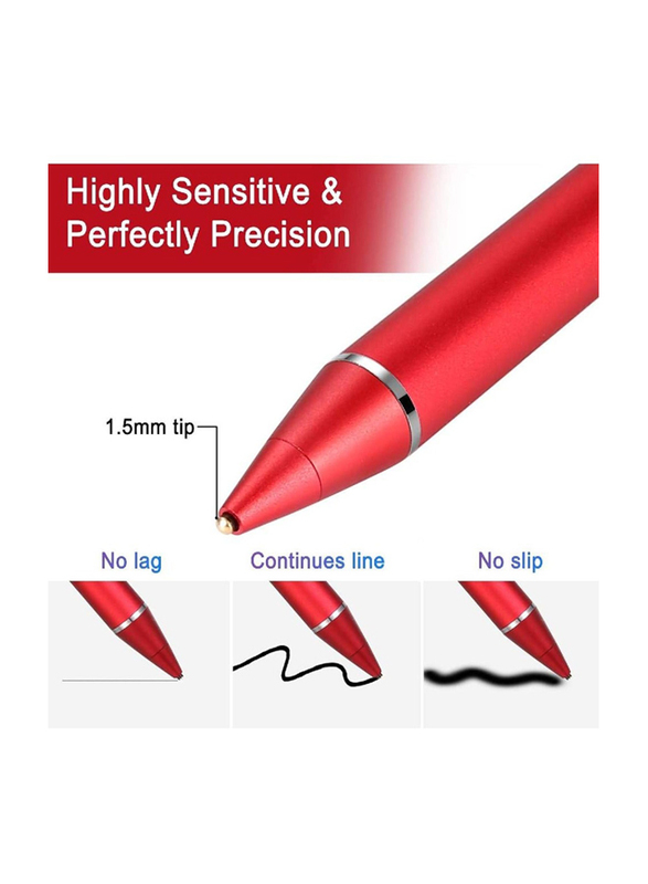 Gennext Active Touch Screens Rechargeable Digital Stylish Stylus Pen, Red
