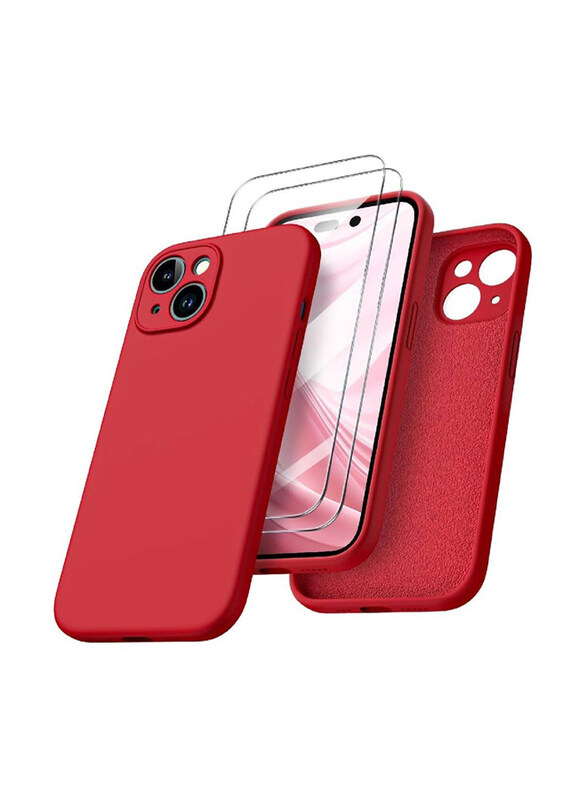 

Gennext Apple iPhone 15 X Screen Protector Liquid Silicone Gel Rubber Mobile Phone Case Cover, Red