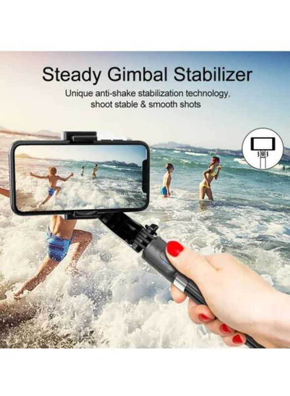 Gennext Selfie Stick Gimbal Stabilizer 360° Rotation Tripod with Wireless Remote Portable Phone Holder Auto Balance 1-Axis Gimbal for Smartphones/Vlog & Video Recording, Black