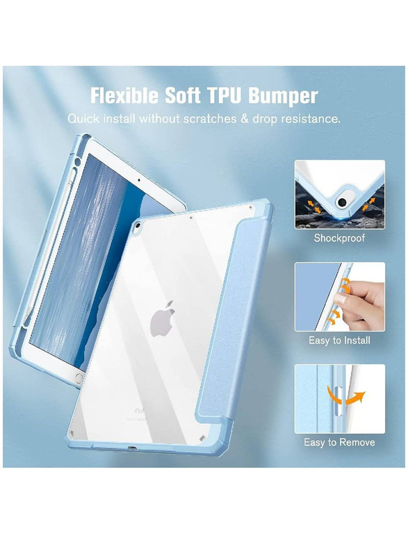 Hyx Apple iPad Air (3rd Gen) 2019/iPad Pro 2017 10.5" Shockproof Tablet Case Cover with Clear Transparent Back Shell & Built-in Pencil Holder, Blue