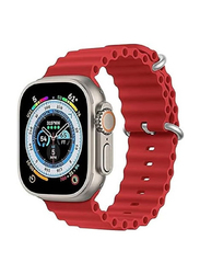 Gennext Replacement Silicone Hole Wavy Strap for Apple Watch 42/44/45/49mm, Red