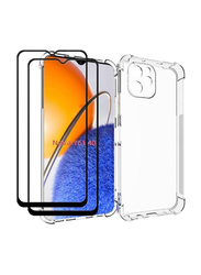 Huawei Nova Y61 Shockproof Flexible Silicone Transparent Anti Scratch TPU Bumper Mobile Phone Case Cover with 2-Piece Screen Protector, Clear