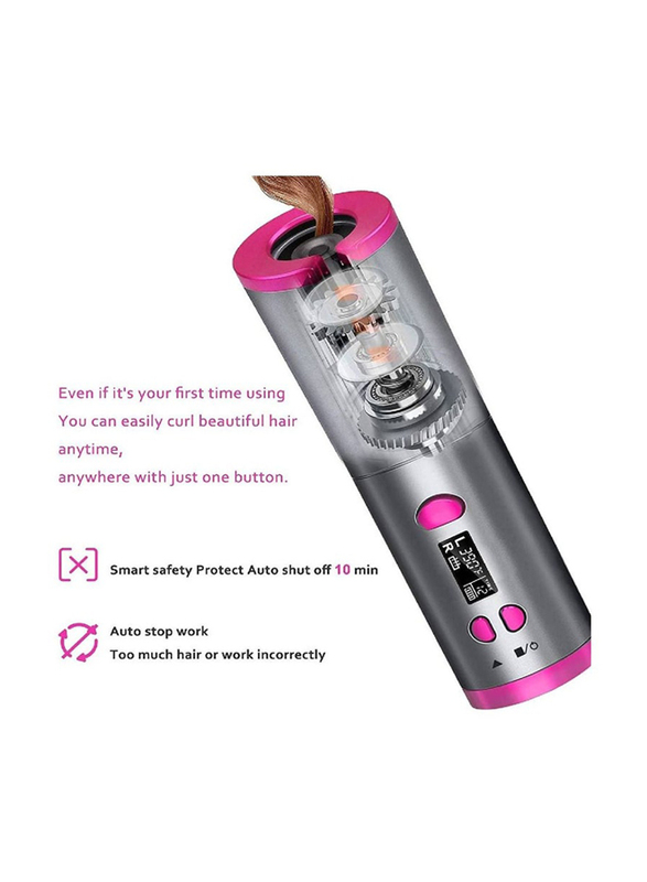 Portable USB Rechargeable Anti-Tangle Wireless Unbound Cordless Automatic Hair Curler, Multicolour