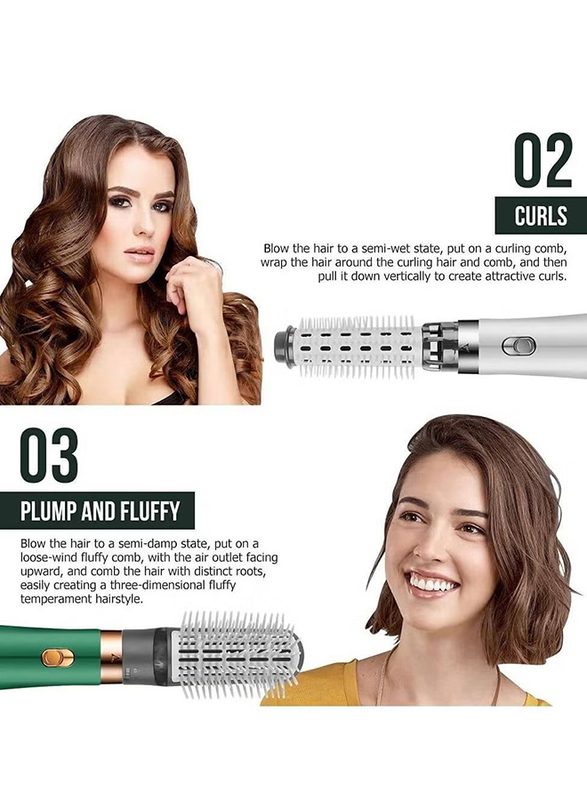 Gennext New Rotating Hot Air Brush 3 In 1 Hairdryer Hair Blower Brush Hair Curler Auto Curling Iron Electric Hair Dryer, Green