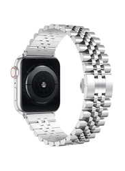 Zoomee Replacement Stainless Steel Metal Bracelet Band for Apple Watch 45mm/44mm/42mm, Silver
