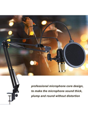 Gennext Suspension Live Sound Card & BM800 Suspension Microphone Kit, Black