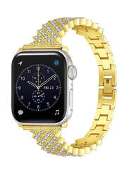 Gennext Bling Diamond Stainless Steel Watch Strap for Apple Ultra Watch 49mm, Gold