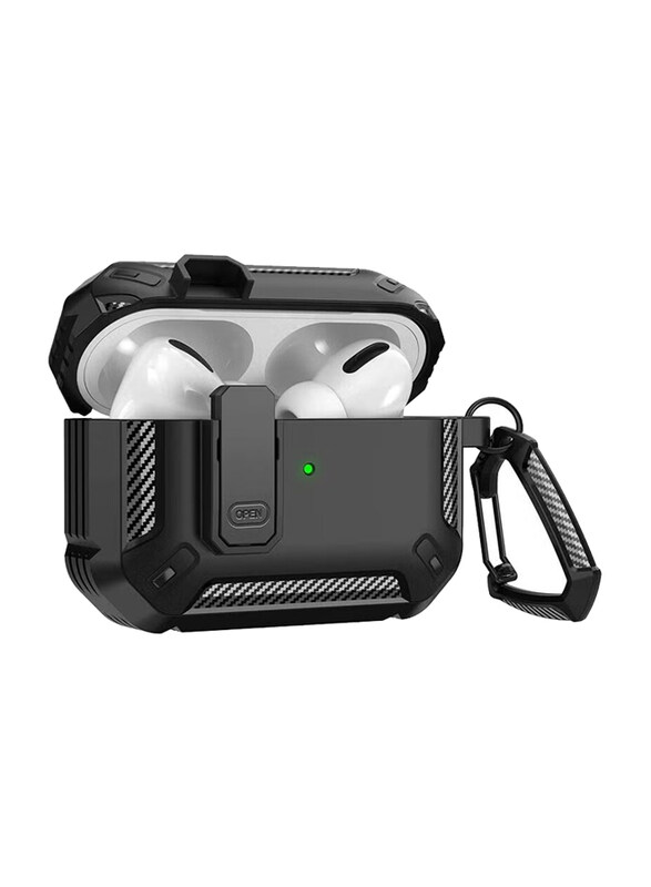 

Gennext Protective Shockproof Military Hard Rugged with Lock for Apple Airpods Pro, Black