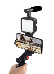 Gennext Tripod Vlog Kit for Smartphone Vlogging Kit/Starters/Kids Videos/Recording YouTube Videos/Tiktoks, Black