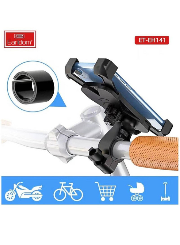 Earldom ET-EH141 Universal Motorcycle Bicycle Bike & Scooter Handlebar Mobile Phone Holder Mount with Free Install, Black