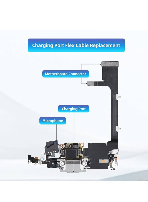 Gennext Apple iPhone 11 Pro Flex Cable Replacement Charging Port, White