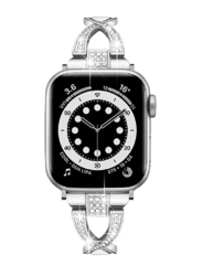 Gennext Replacement Women Bling Diamond Bracelet for Apple Watch Series 7/6/5/4/3/2/1/SE 41mm 40mm 38mm, Silver