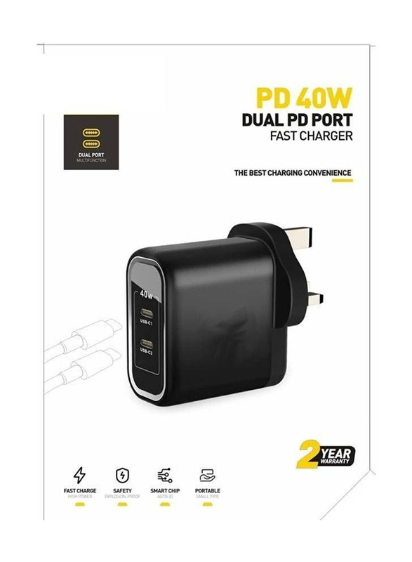 Gennext 40W Dual PD Port Fast Charger, Black