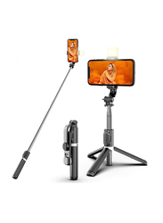 Gennext Portable 41 Inch Selfie Stick Extendable Tripod with Light Detachable Bluetooth Remote for iPhone 13 Pro/12/11 Pro/Max/XS/XR/X/Samsung Galaxy S10/S9 Plus, Black