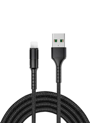 Gennext 1.2-Meters Nylon Fast Charging Cable, 3A Lightning to USB Type A, for iPhone 13 /iPhone 13 Mini/iPhone 13 Pro/iPhone 13 Pro Max, Black